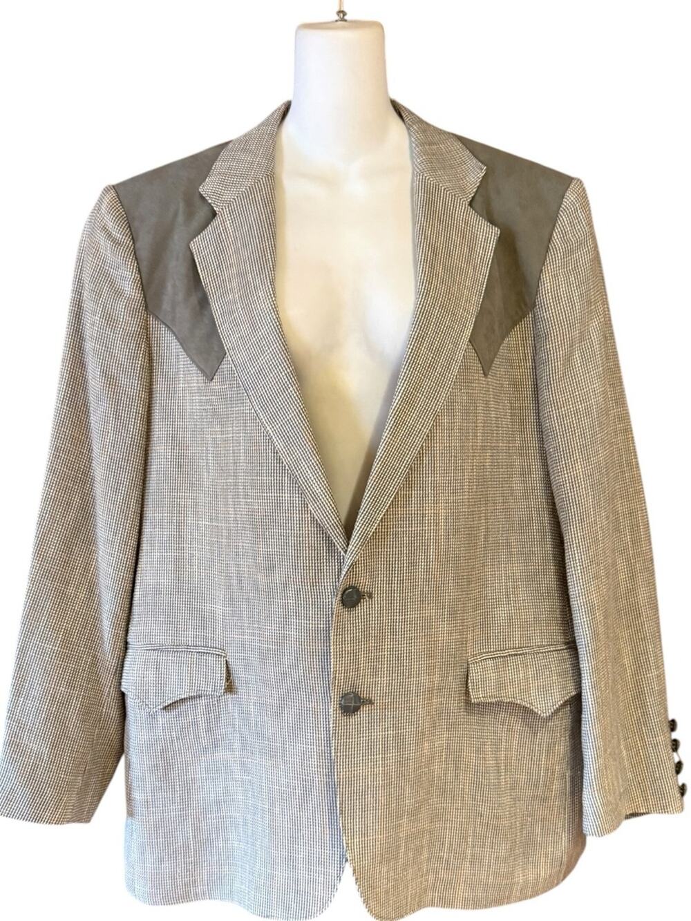Grand Entry Men's 44R Western Gray Blazer with Ultra-Suede Shoulder Accents